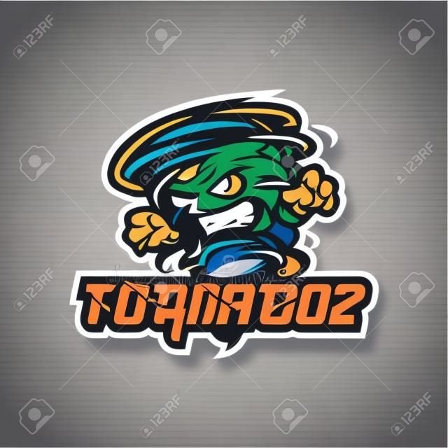 Vecteur de conception de logo de mascotte Tornado avec un style de concept d'illustration moderne pour l'impression de badges, d'emblèmes et de t-shirts. Illustration de tornade en colère pour l'équipe sportive.