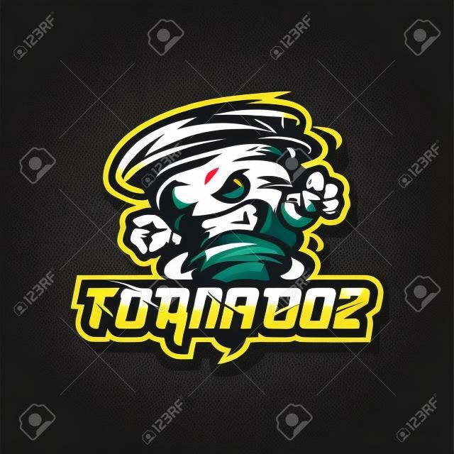 Vetor de design de logotipo de mascote Tornado com estilo de conceito de ilustração moderna para impressão de emblema, emblema e camiseta. Ilustração de tornado irritado para equipe esportiva.