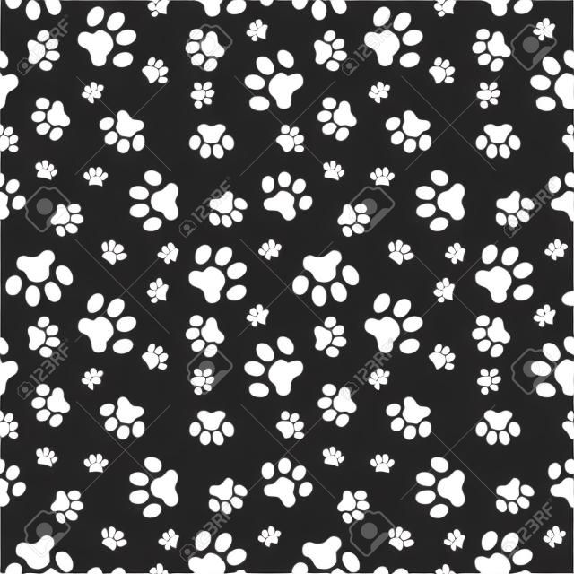 Una dimensione seamless pattern casuale di cani zampe sagome