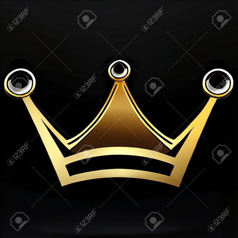 siyah zemin üzerine grafik tasarım ve logosu Altın soyut taç