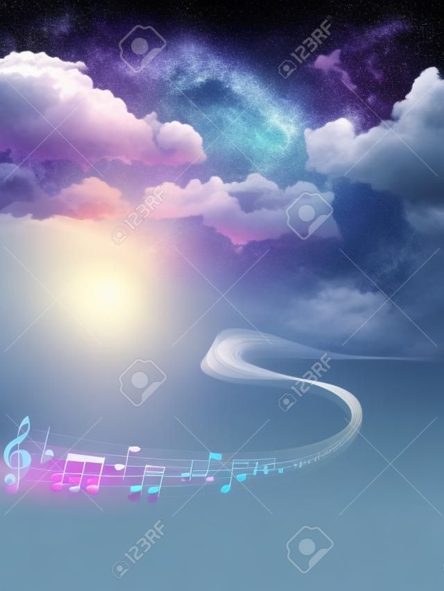 Noteer muziek hemel