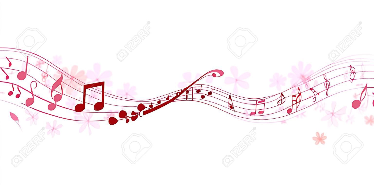 Musical note cherry score background