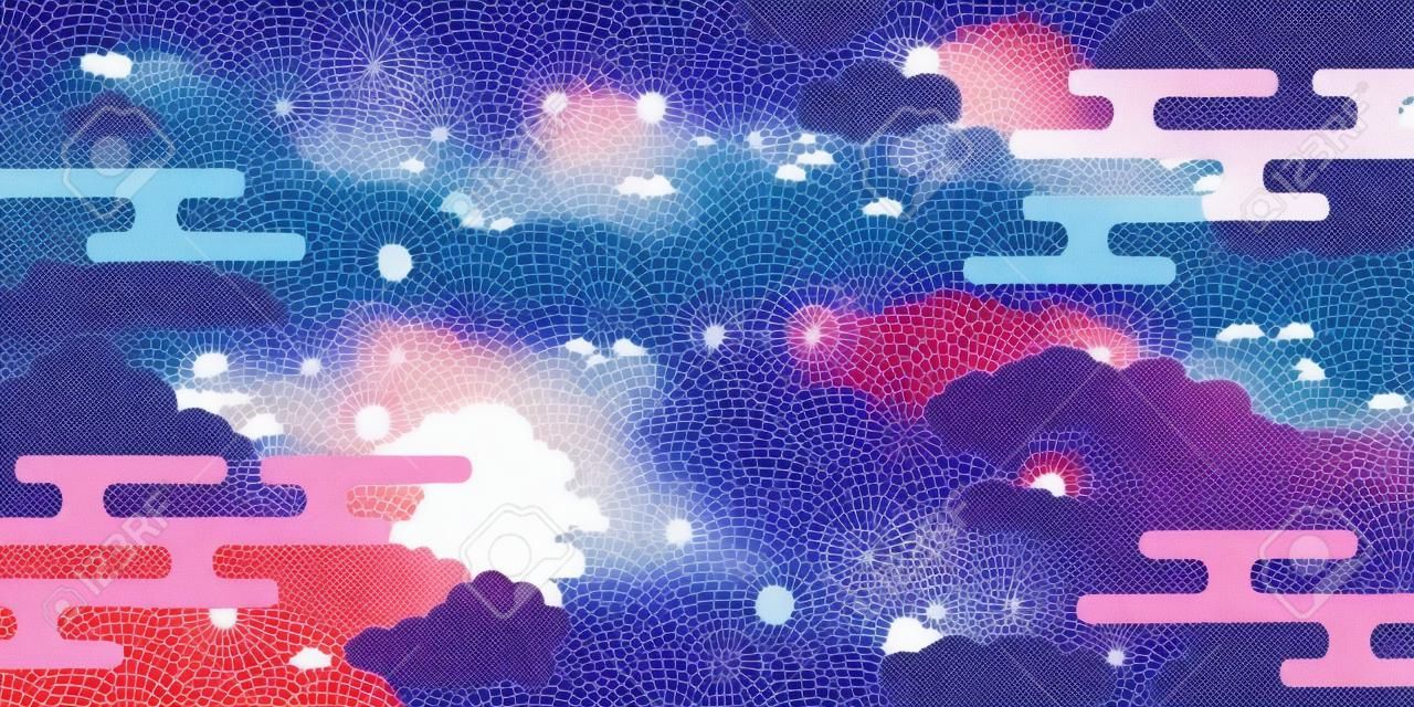 Japanse patroon wolk Nieuwjaar kaart achtergrond