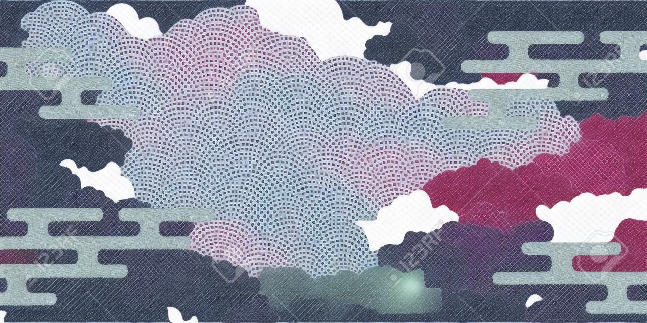 Japanse patroon wolk Nieuwjaar kaart achtergrond