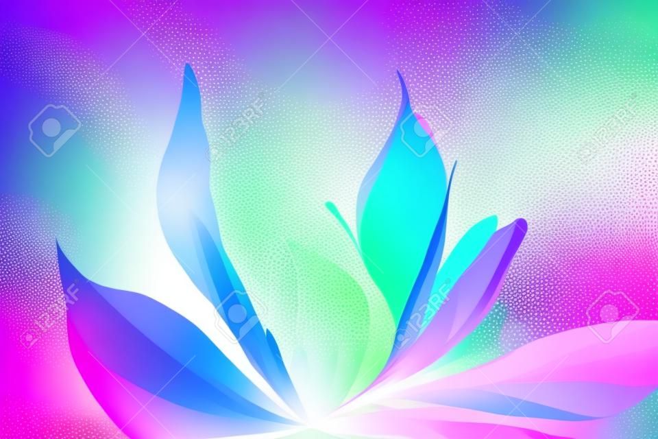 Fondo de forma de flor abstracta translúcida, diseño de arte colorido para imprimir en papelería e invitaciones. ilustración creativa útil como fondo de pantalla digital.