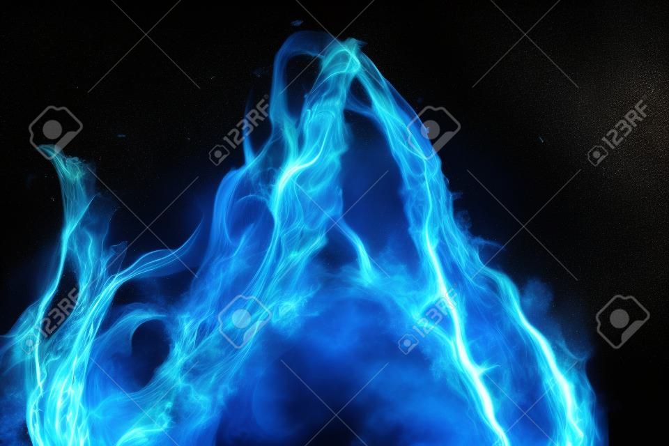 Su ve ateş enerji sembolü, siyah arka plan üzerinde izole