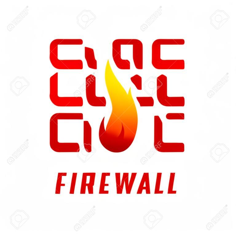 Ilustración de vector de icono de firewall. Símbolo de seguridad de la red. Logotipo de protección. Ciberseguridad y protección.