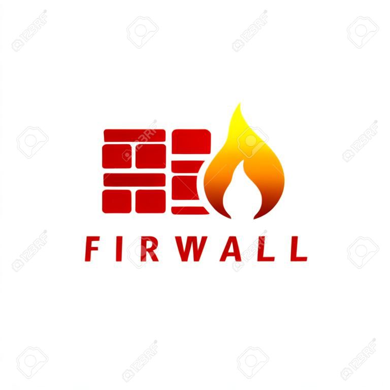 Ilustración de vector de icono de firewall. Símbolo de seguridad de la red. Logotipo de protección. Ciberseguridad y protección.
