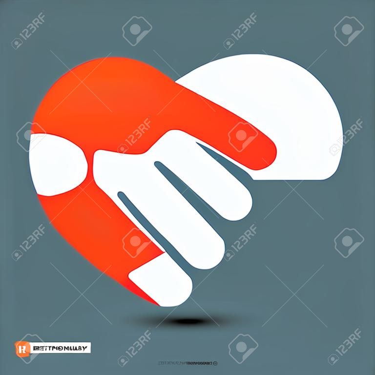 Uścisk dłoni na kształt serca