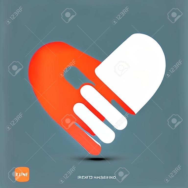 Uścisk dłoni na kształt serca