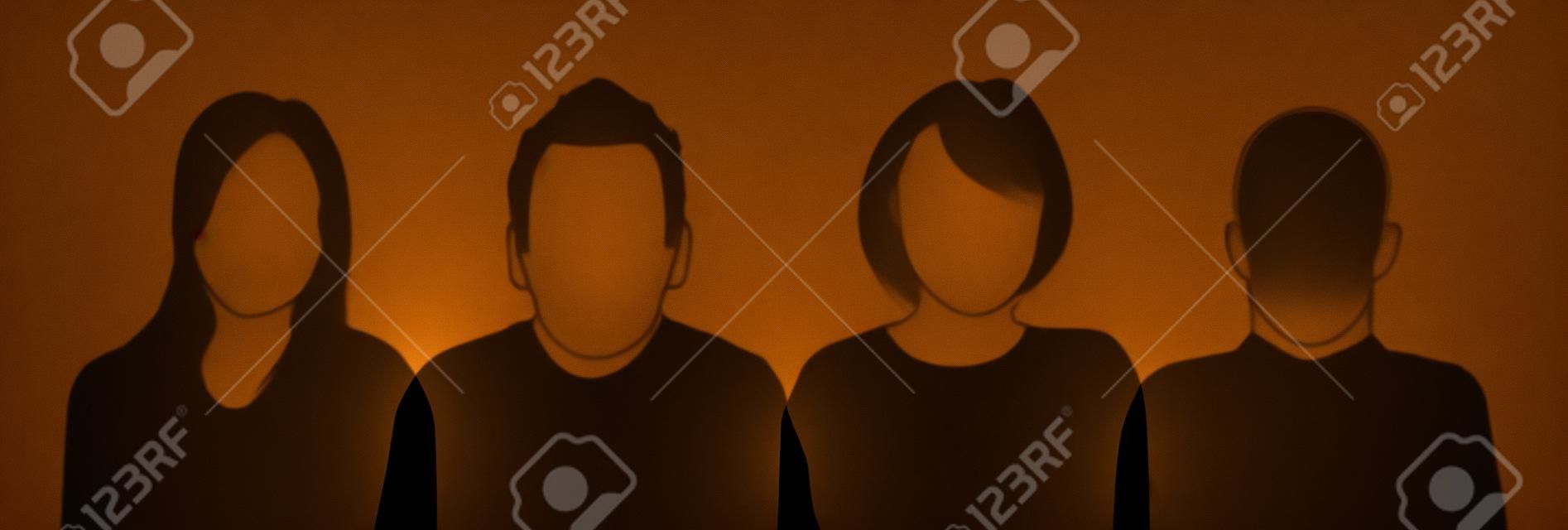 a set of four people silhouettes