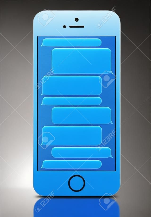 un téléphone mobile écran de messagerie texte en bleu