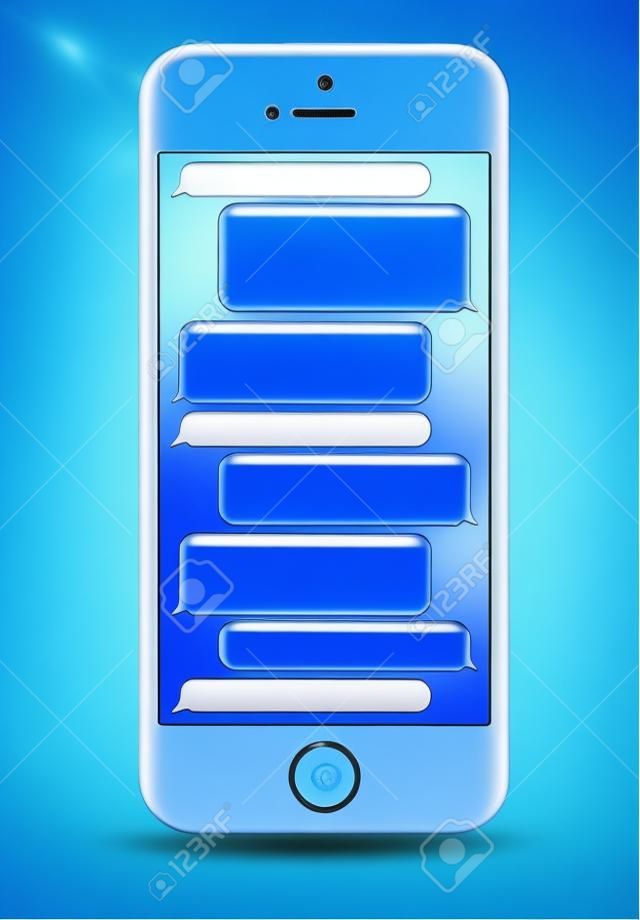 a blue mobile phone text messaging screen