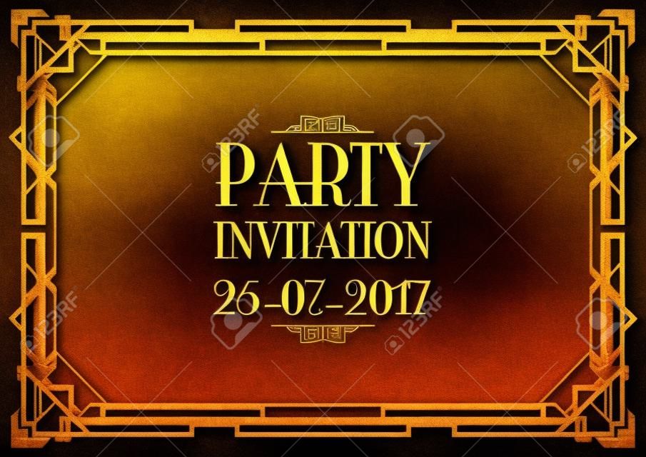party uitnodiging art deco achtergrond