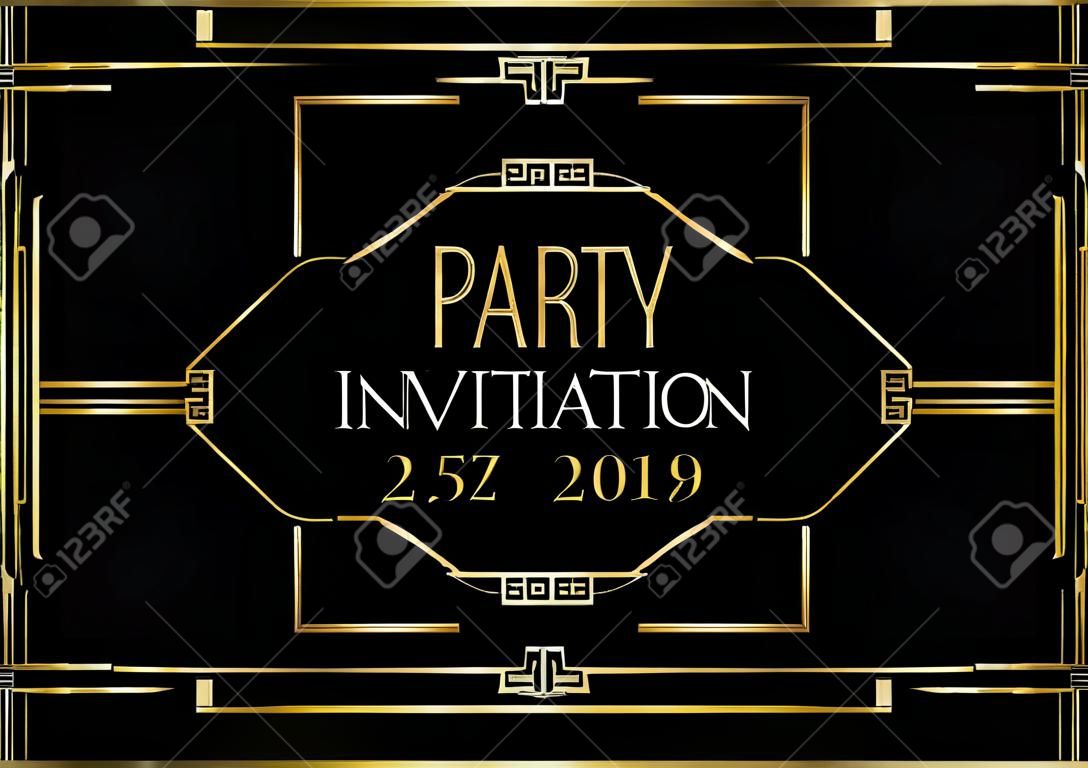 party uitnodiging art deco achtergrond