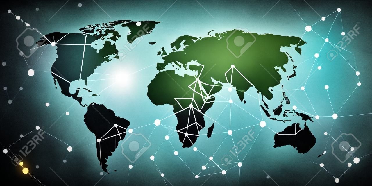 World map triangle geometric connection background