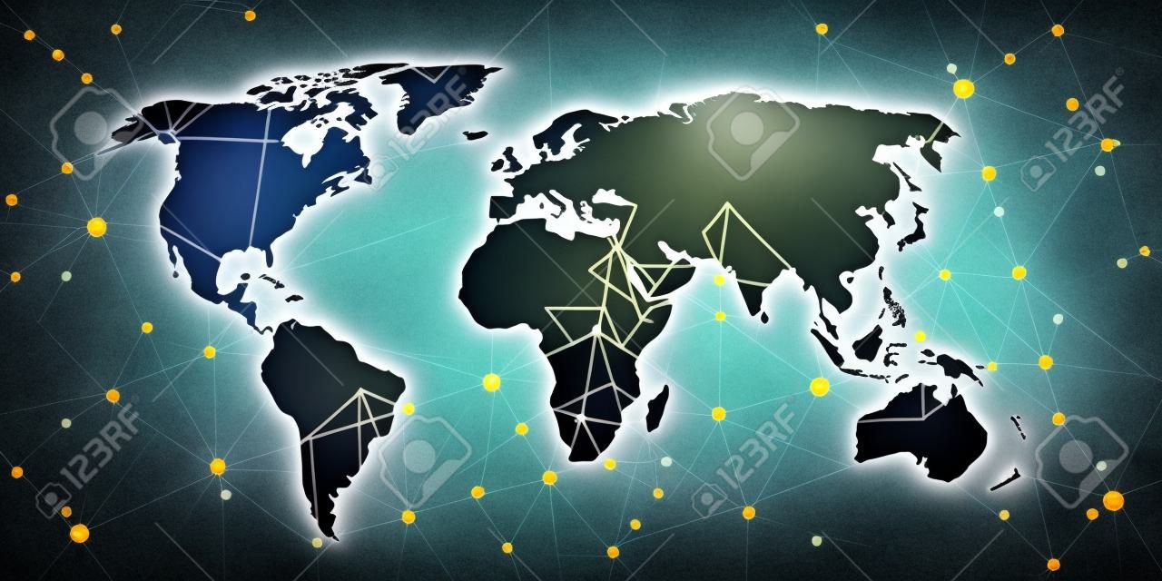World map triangle geometric connection background