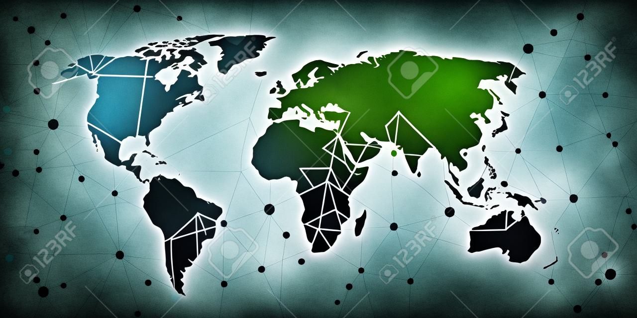Mapa świata trójkąt geometryczne połączenie tła
