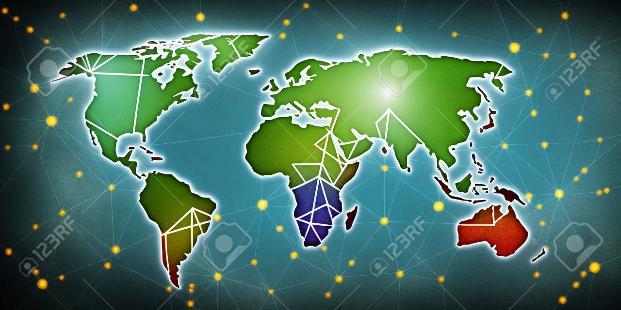 Mapa świata trójkąt geometryczne połączenie tła