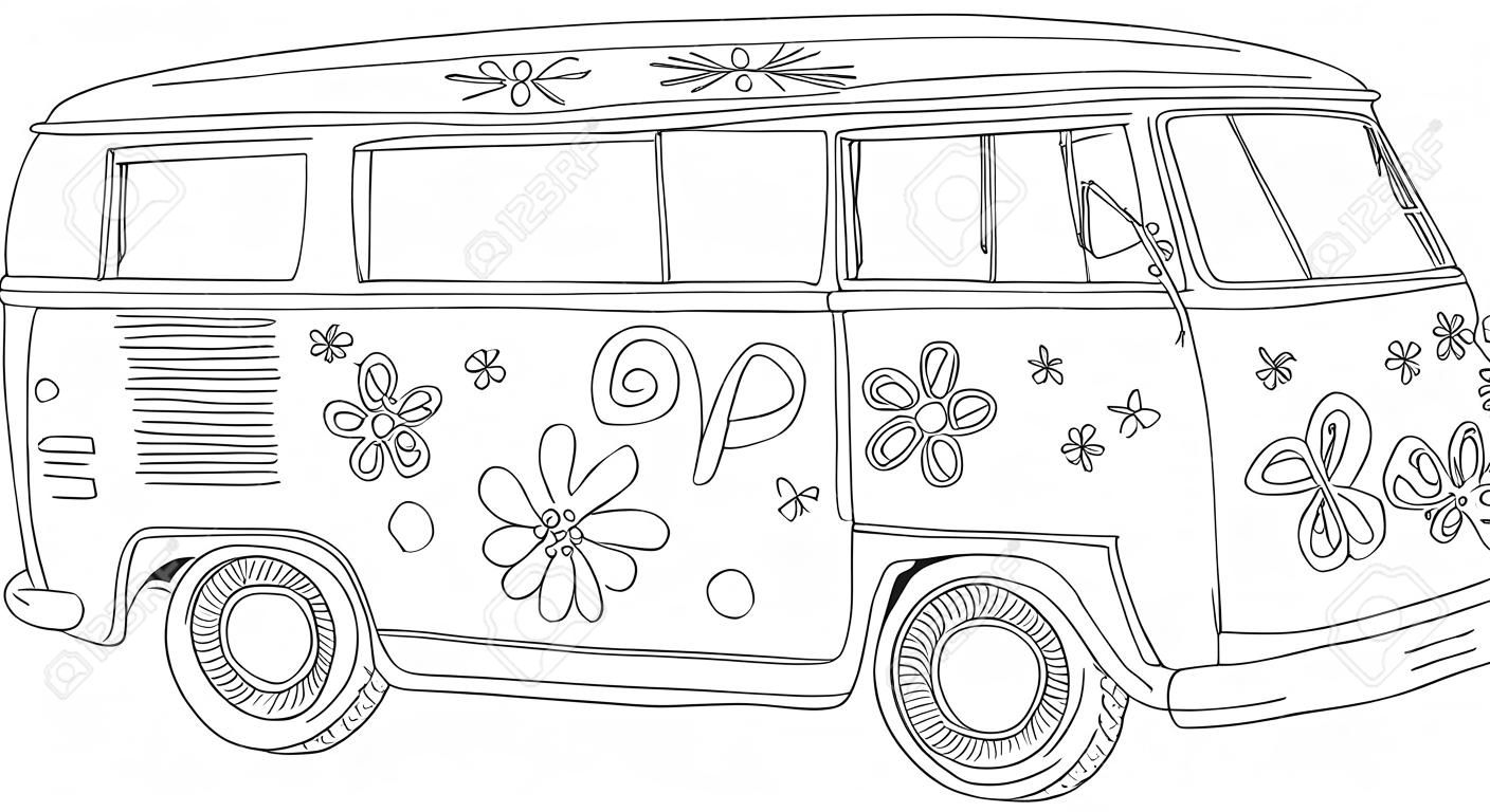 childrens coloring book Hippy Van