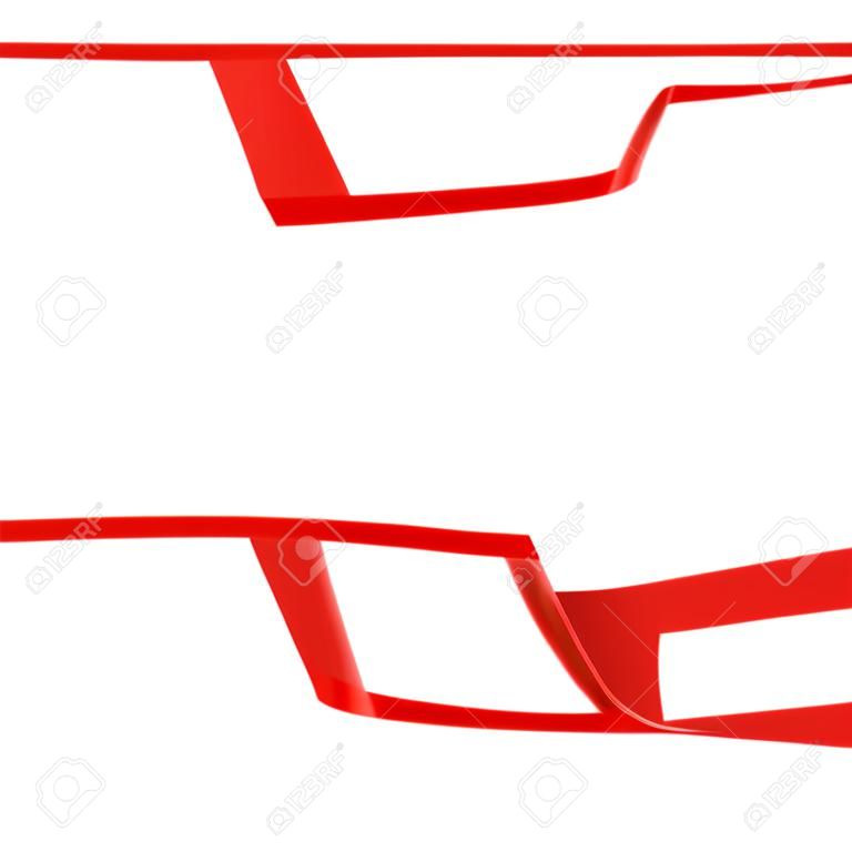 Nastro di riparazione condotto rosso isolato su sfondo trasparente. Pezzo di nastro adesivo rosso realistico per il fissaggio. Carta scozzese incollata. Illustrazione realistica di vettore 3d.