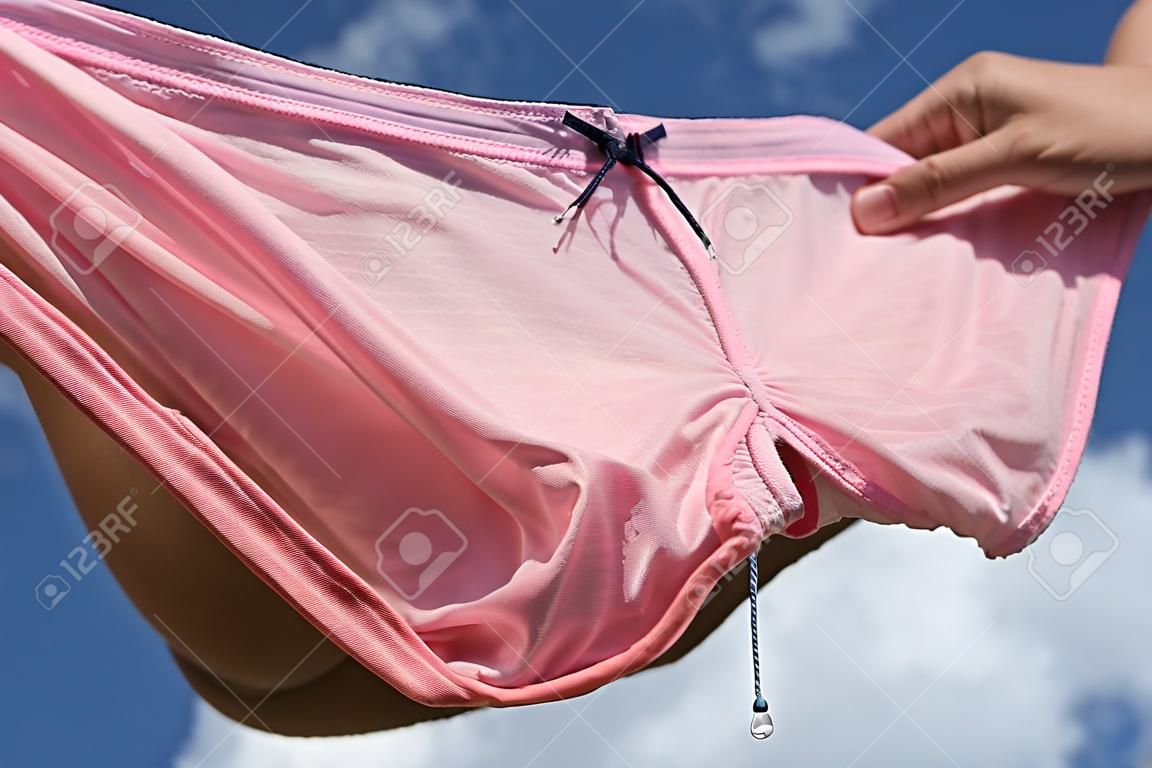 Pink and wet underwear.