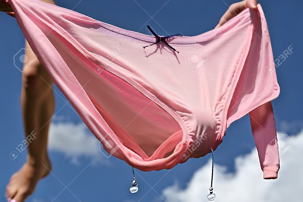 Pink and wet underwear.