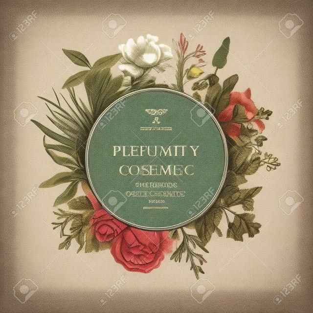 Conjunto de ilustrações de perfumaria e cosméticos vintage