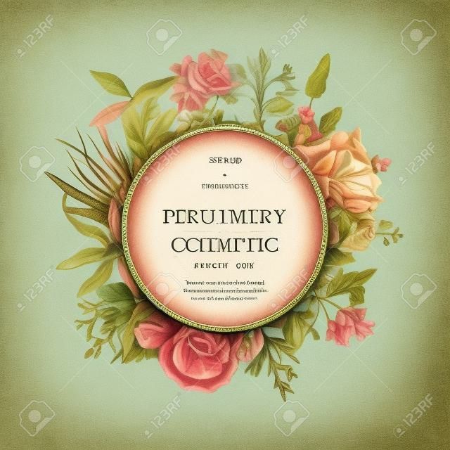 Vintage perfumery and cosmetics illustrations set