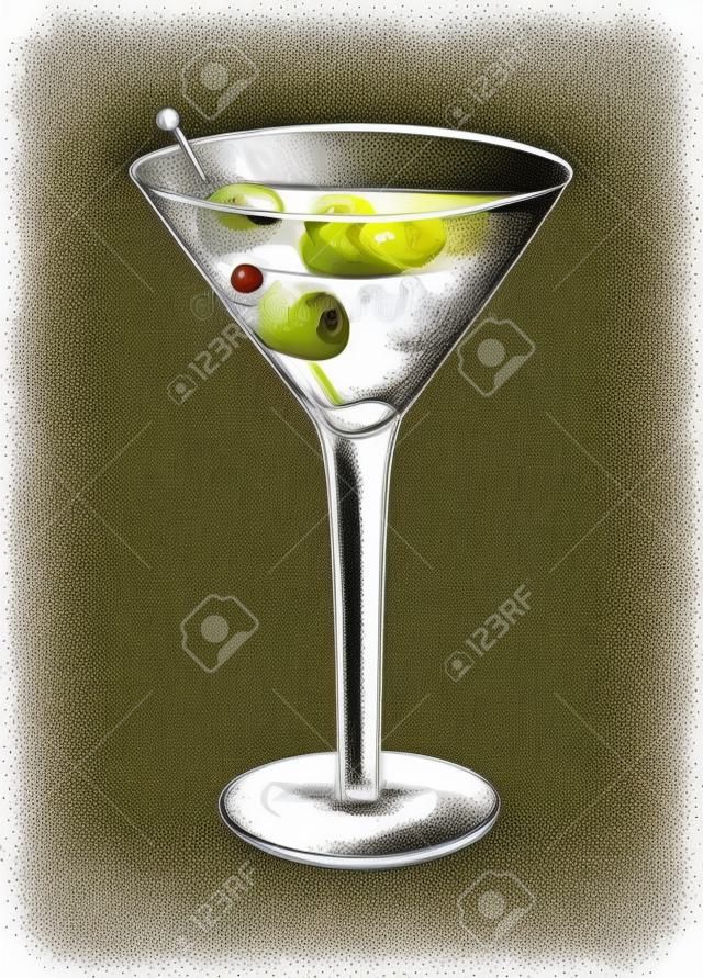 Martini Cocktail Glass with Olive. Hand Graphic by yummybuum · Creative  Fabrica