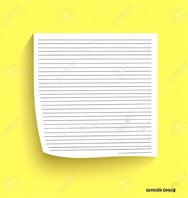 Yellow stick note isolated on white background, vector illustration.