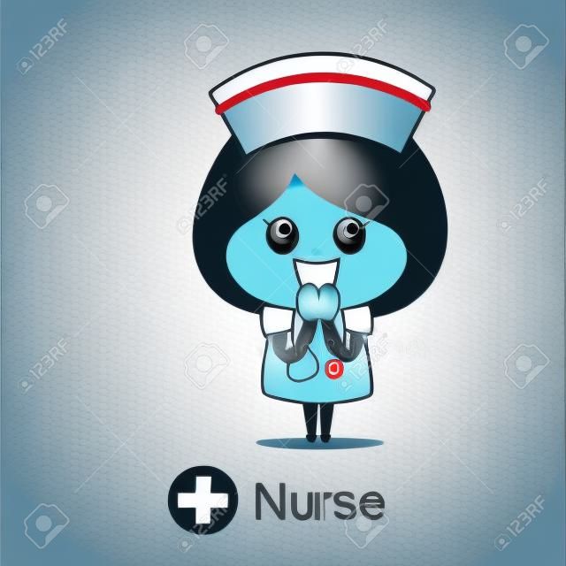 Zeichentrickfigur Krankenschwester Design, medizinischer Arbeiter, medizinisches Konzept. Vektorillustrationsdesign.