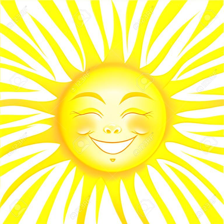 Vector Smiling Sun over white.