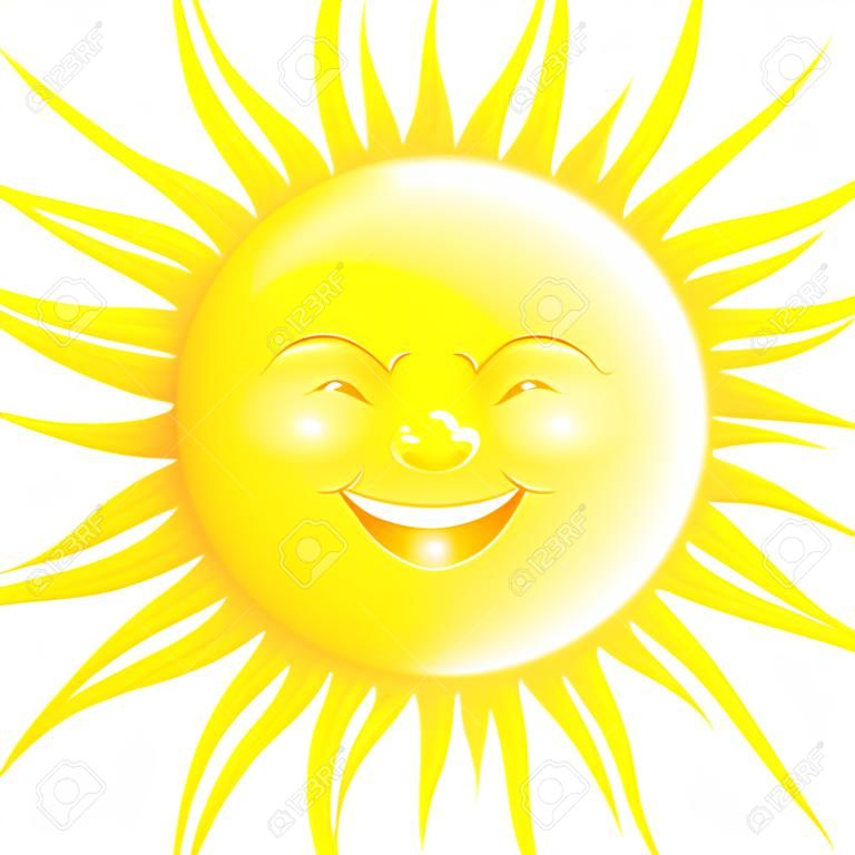Vector Smiling Sun over white.