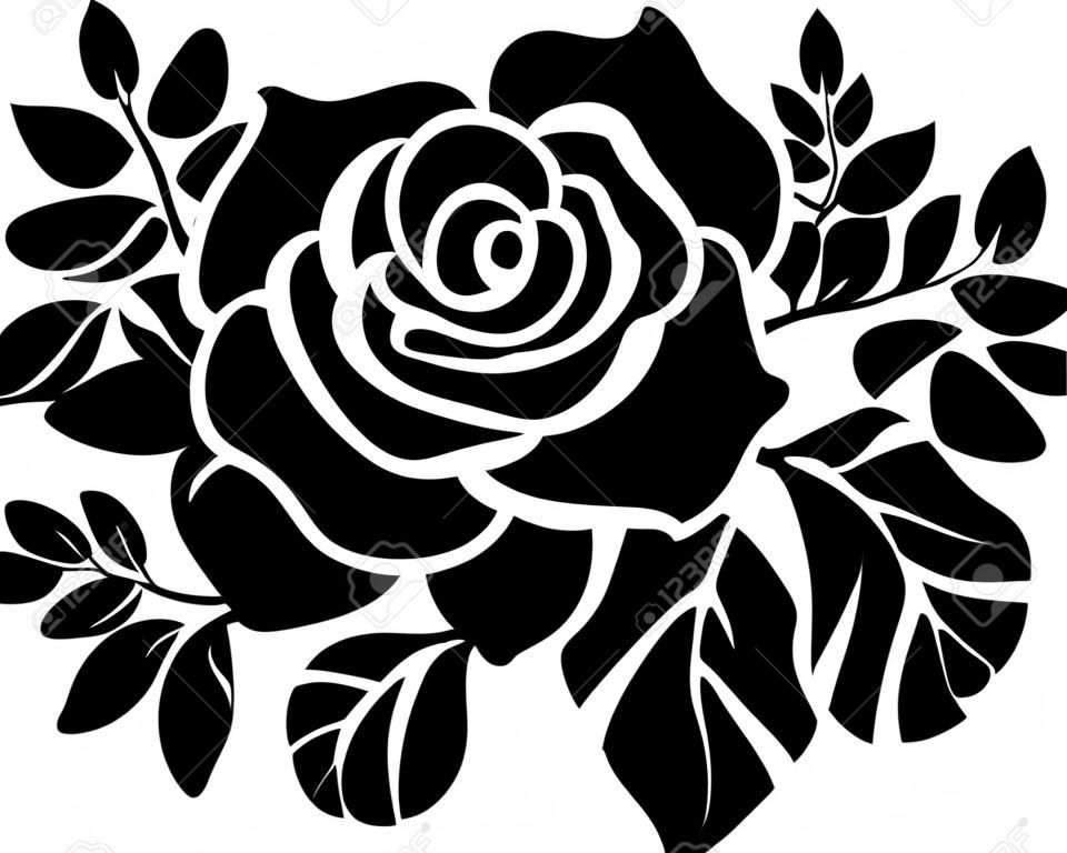 Vecteur rose silhouette isolé sur blanc