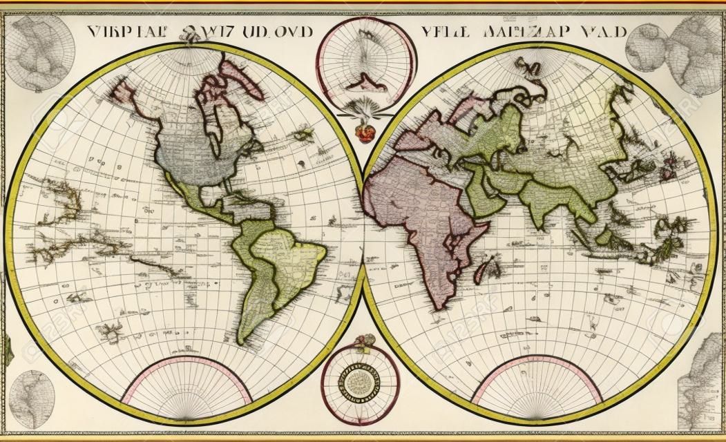 mapa del vintage del mundo 1744