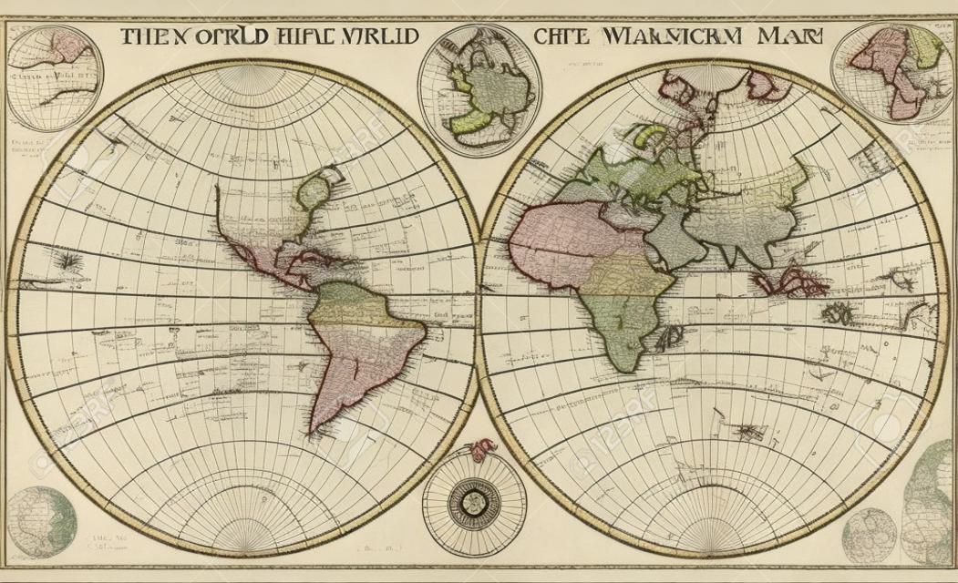 mapa del vintage del mundo 1744
