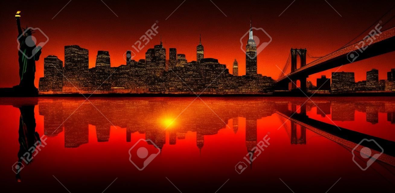 Sylwetka New York skyline.