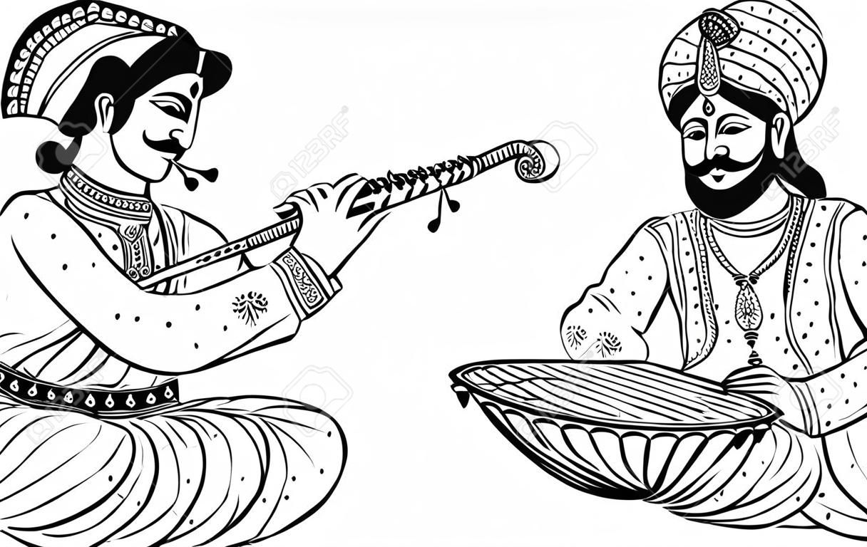 indian wedding symbol music instrument player with tabla and shehnai