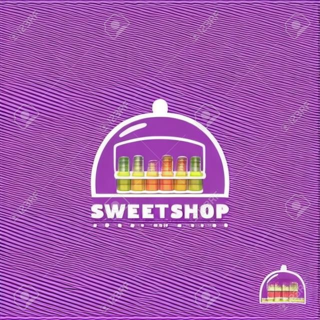 Sweet shop logo template design. Vector illustration.
