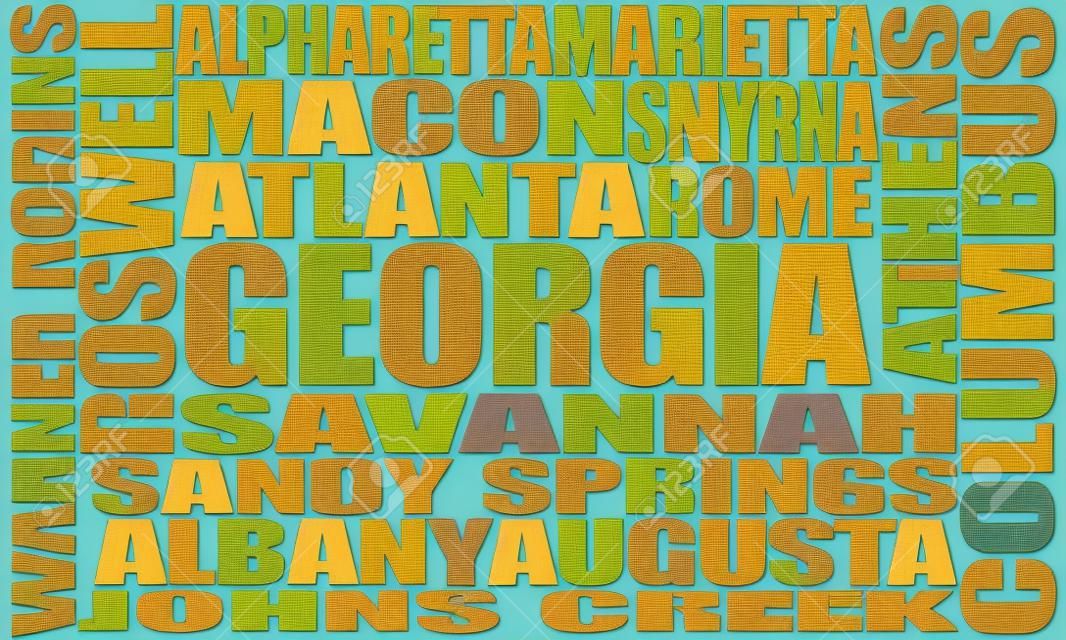 Imagem relativa à viagem dos EUA. Georgia state cities list