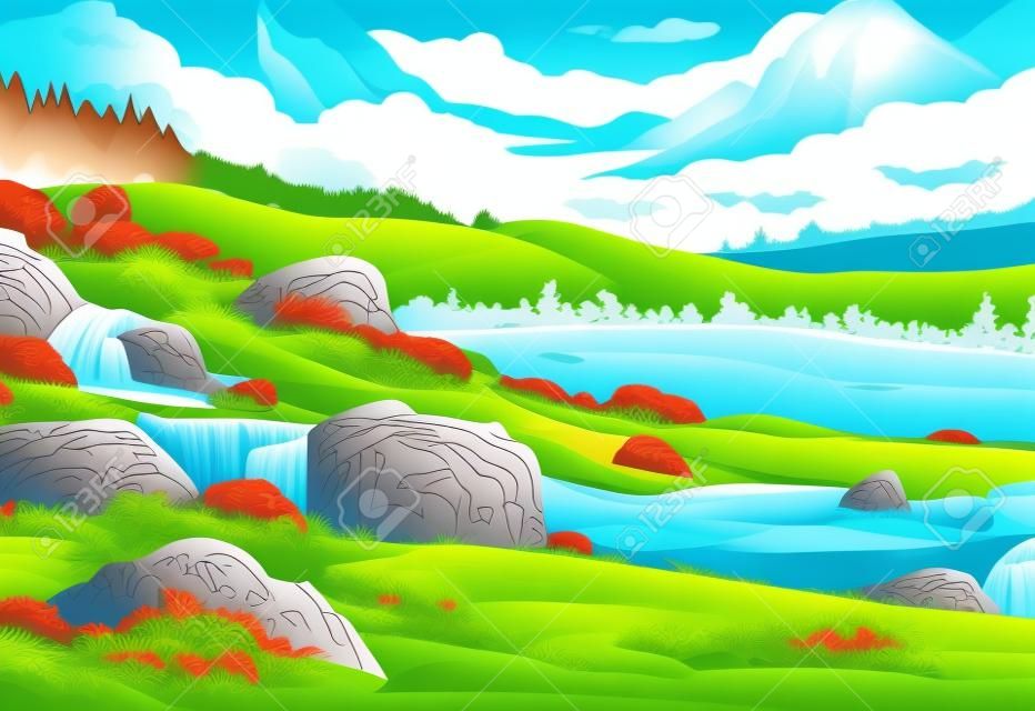 Illustration der Berge, Landschaft Hintergrund Vektor