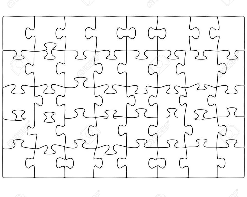 Leeres Puzzle 60 Teile. Einfacher Linienstil für Druck und Web. Stock-Vektor-Illustration