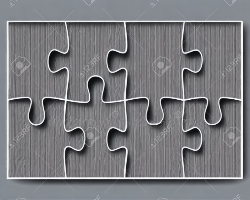 Lege puzzel puzzel 8 stukken. Eenvoudige lijn kunst stijl voor het afdrukken en web. Stock vector illustratie