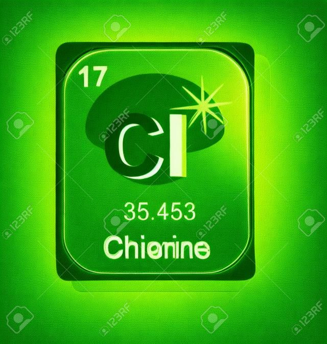 Chlorine chemical element with atomic number, symbol and weight