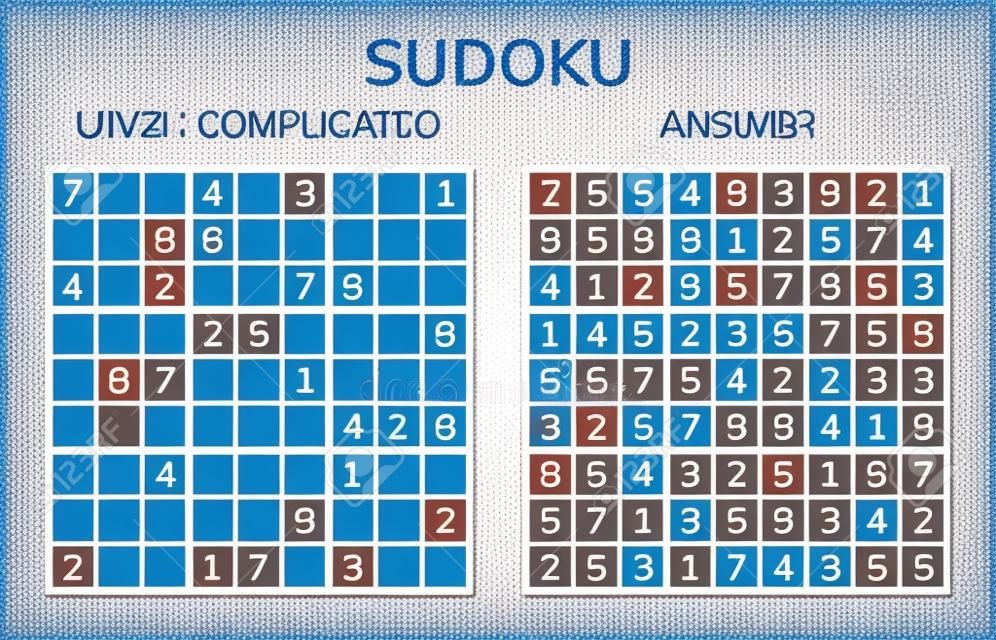 Sudoku. Mathematisches Mosaik für Kinder und Erwachsene. Magisches Quadrat. Logik-Puzzle-Spiel. Digitaler Rebus. Vektor-illustration