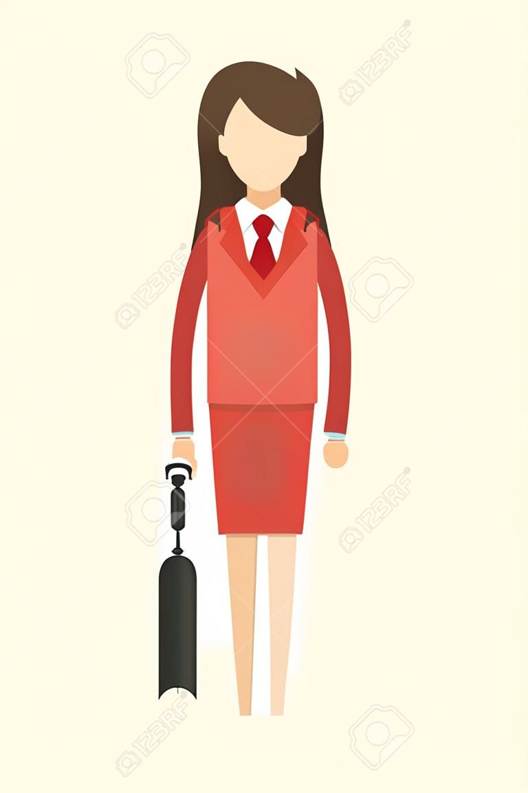 flat design business woman with red suit icon vector illustration