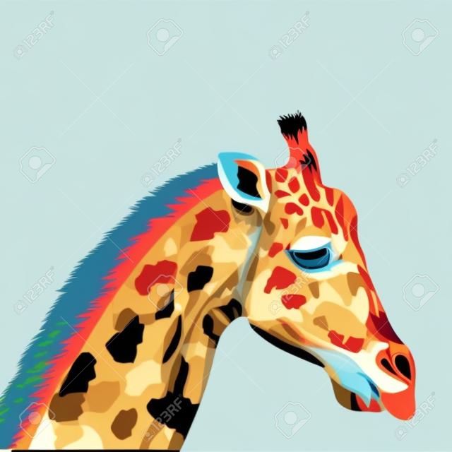 плоский дизайн красочный рисунок жираф значок векторные иллюстрации