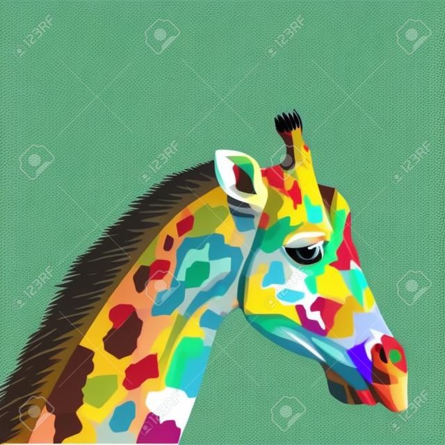 плоский дизайн красочный рисунок жираф значок векторные иллюстрации