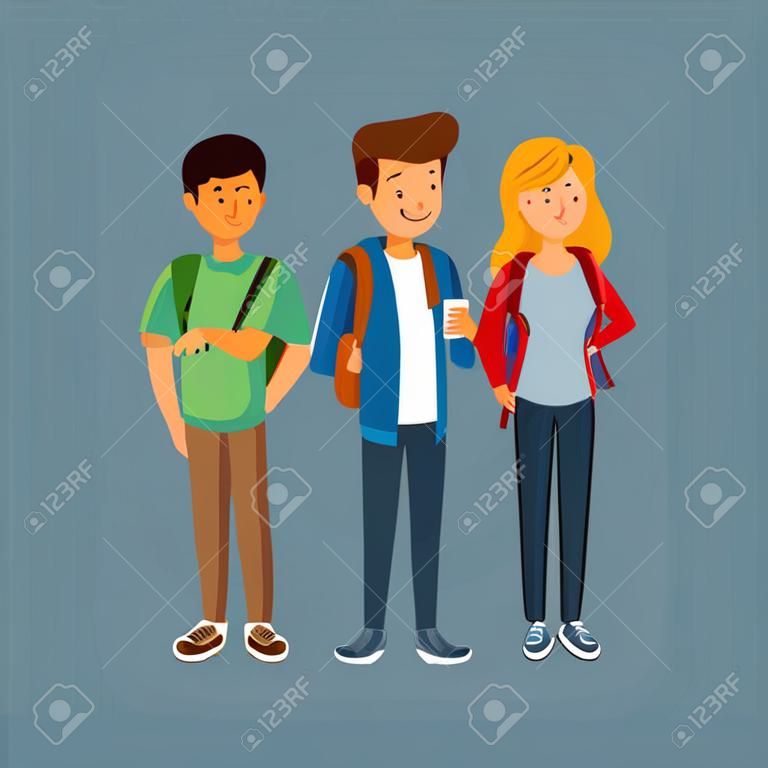 Young students cartoon icon vector illustration graphic design